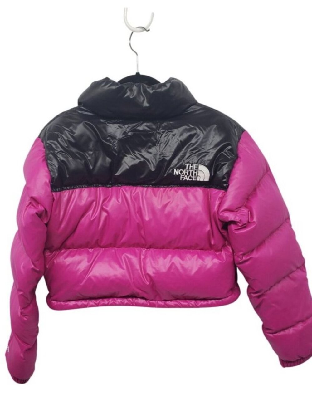 North Face Women's Nuptse Cropped Puffer Jacket XS Fuchsia Pink great condition - Picture 4 of 7